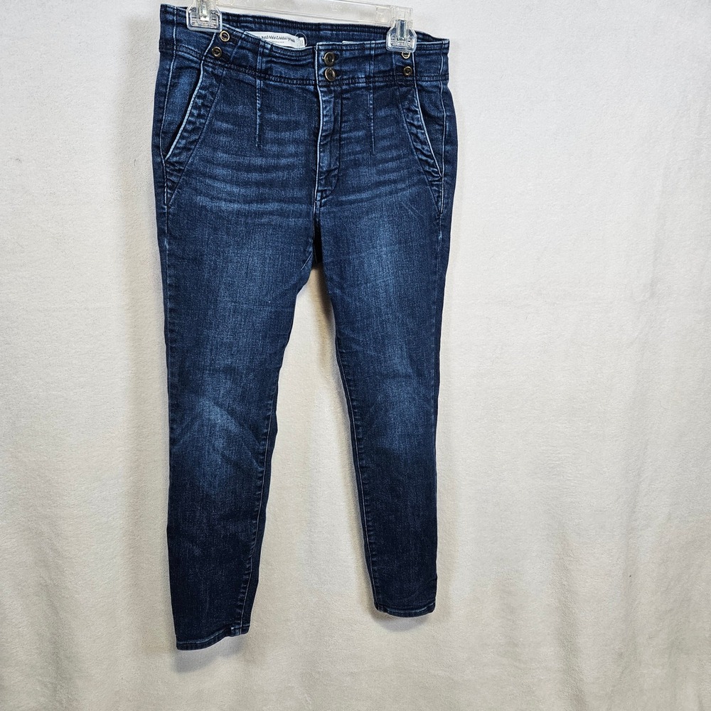 Pilcro Anthropologie High Rise Skinny Jeans Dark Wash Sailor Button Blue Size 30